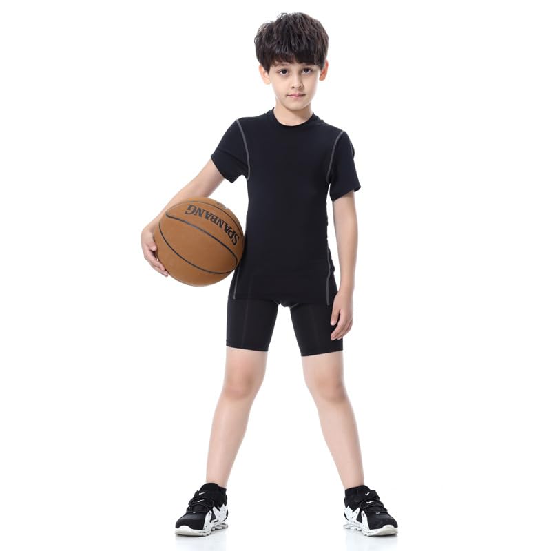 Youth Boys Compression Shirt Short Sleeve Football Undershirt for Kid Quick Dry Athletic Baseball T-Shirt Base Layer3