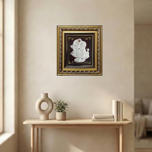 Image of 999 Silver Radha Krishna Frame - Pure Silver Sheet with Purity Certificate | Ideal for Pooja Room, Diwali Gift & Home /Office Decor - 1 Unit (22 x 20 CM / 8.5 x 8 Inch)