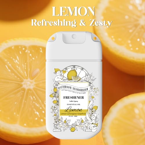 Image of Travel Size Toilet Spray, Air Freshener Spray for Bathroom Deodorizer, Travel Essentials Variety with Removable Hook - Lemon Lavender Eucalyptus Scent