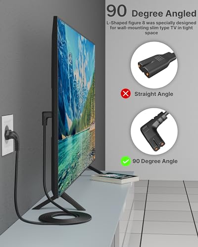 FEDUS 1.2 Meter 2-pin L-Shape Universal Replacement AC Power Cord Cable Wire for LED TV, Printer, Play Station, Laptop PC Notebook Computer, Tape Recorder, Camera Black 3 41Yy1PmNQsL