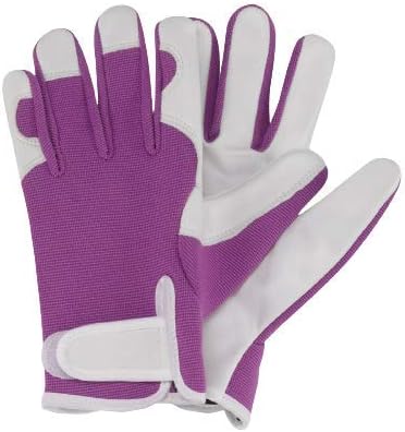 Briers Ladies Smart Gardening Gloves Purple Leather Durable Strap Professional Garden Gloves