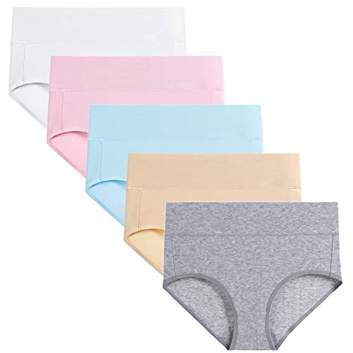 Image of wirarpa Women's Cotton Underwear High Waist Full Coverage Brief Panty Multipack