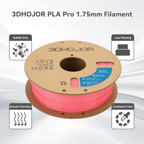 Image of 3DHoJor PLA Pro (Plus) Filament 1.75mm, 3D Printer Filament PLA Plus, Cardboard Spool 3D Printing Filament, Dimensional Accuracy + /- 0.03 mm-Pink,1kg