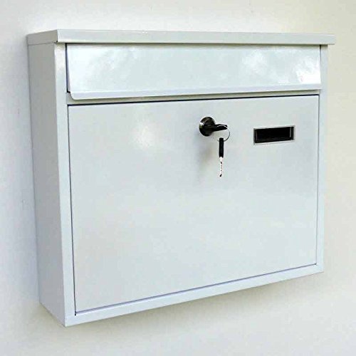 Preisvergleich Produktbild Briefkasten Stahlblech WEISS pulverbeschichtet quer Postkasten