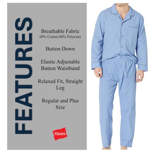 Image of Hanes Men's Woven Plain-Weave Pajama Set