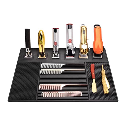 Silicone Barber Mat with Slip Prevention, Large Size Work Station Pad for Clippers Scissors, Organized & Easy to Cleanse