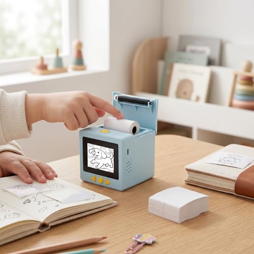 Image of Hyuduo AI Voice Sticker Printer 2.4 inch HD Screen 2.4G WiFi Thermal Inkless Printer, with 203dpi, 1300mAh Battery and Type C, for Home Office Study Notes Crafts