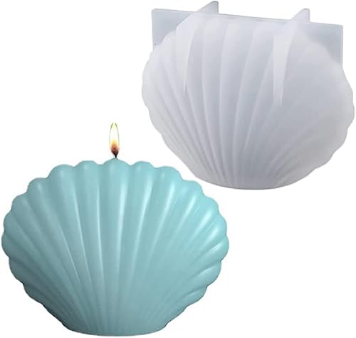 Katutude Moldes de vela 3D moldes de silicona en forma de concha reutilizables y flexibles para hacer velas perfumadas hechas a mano resina de jabón
