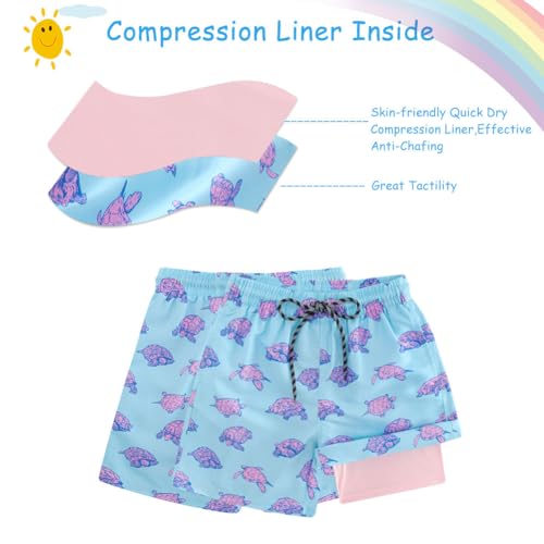 Image of Cozople Boys Swim Trunks Compression Liner Swim Shorts Quick Dry Bathing Suit with Boxer Brief Swimwear 2-20T