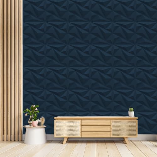 Image of Kayra Decor 3D PVC Wall Panel Alps Design Navy Blue Color 19.7 inch x 19.7 inch (Pack of 12) - Covers 32.34 Sq. Ft.
