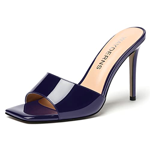 WAYDERNS Womens Open Toe Casual Patent Dating Slip On Stiletto High Heel Heeled Sandals 4 Inch
