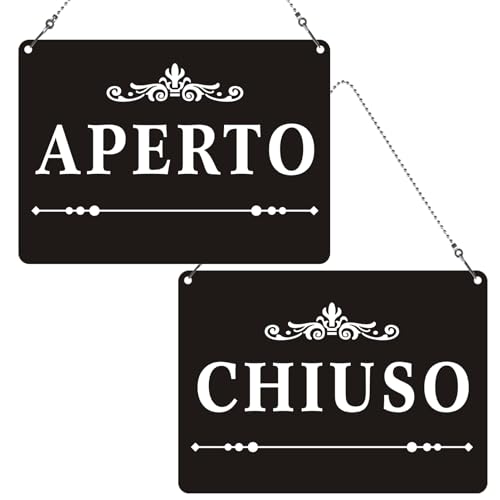 Cartello Acrilico Aperto/Chiuso con Catena - Dimensioni 25x18 cm, Facile da Appendere, Resistente e Duradero