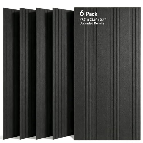 Image of SODOCT 6 Pack Large Acoustic Panels, 47.2 inch X 23.6 inch X 0.4 inch Sound Proof Panels for Walls, Decorative Sound Absorbing Panels for Home Studio & Office, Black