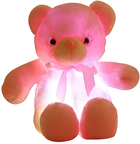 Zinsale Kuschel Bär Stoffspielzeug 7 Farben Licht Ändern Bär Plüsch Spielzeug Kissen LED Leucht Nacht Licht für Kinder schlafen (Pink) Cover
