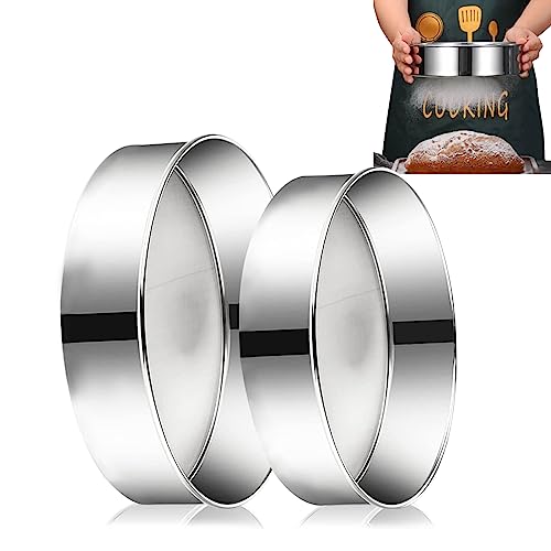 2 Piezas Tamiz de Harina de Malla de Acero Inoxidable Tamiz de Harina Profesional Redondo Tamiz Malla de Filtro de AzúCar, Juego de Tamiz Fino de 15/20 Cm, Tamiz de Harina de Malla 40