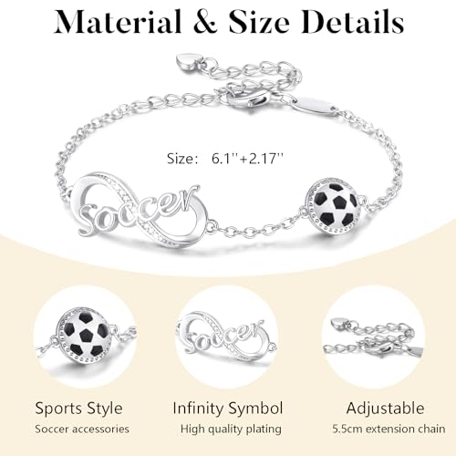 Image of Softball /Volleyball /Soccer /Basketball Bracelet for Girls Teen Women,14K Gold Plated Infinity Charm Link Bracelet Sports Accessories Jewelry Gifts for Lovers Players Team Coach