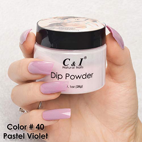 C & I Dip Powder Tauchen Pulver, Farbe # 40 Pastellviolett, Gelnägel Effekt, Pulver für Nagellack, Lila Farbsystem, 1 oz… – Bild 5