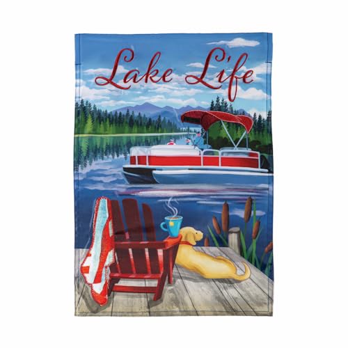 Evergreen Flag Spring & Summer Garden Flag 12x18 Double Sided, Welcome Garden Flags For Outside, Small House Flags for Garden, Yard, Front Door (Lake Time)