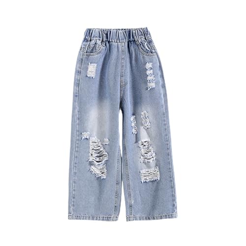 Boys Baggy Jeans Kids Ripped Casual Denim Pants Streetwear Hip Hop Destroyed Wide Leg Jean Trousers with Pockets