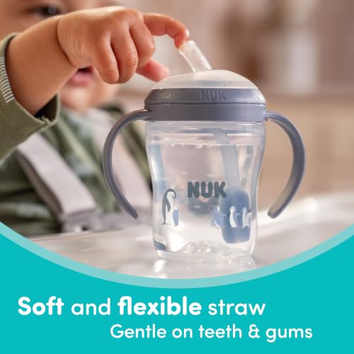Image of NUK Perfect Match Learner Straw Cup, 5 oz, 2 pack - Soft Straw, Easy-Grip Handles, BPA Free, Spill Proof Transition Sippy Cup