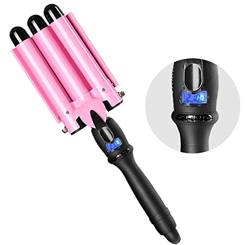 3 Barrel Hair Curling Iron,3 Barrel Hair Curler Waver,Fast Heating Triple Barrel Hair Curling Iron, Tourmaline Ceramic Waver Iron for Long Short Hair (Pink)