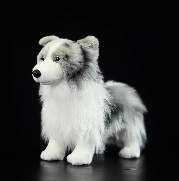 Tiny Heart Meteoriten Plüschtier 11.4in, weiches Border Collie Kuscheltier, Simulationsserie Kuscheltier, Puppenkissen für Kinder und Naturliebhaber, Grau