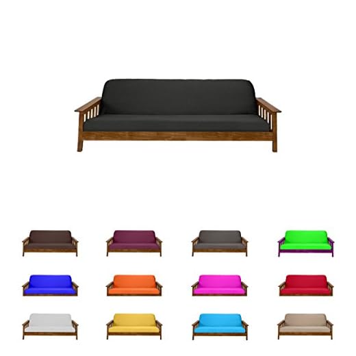 Futon Mattress Cover Solid Color Choose Color Size Twin Full Queen (Full (6"x54"x75"), Black)