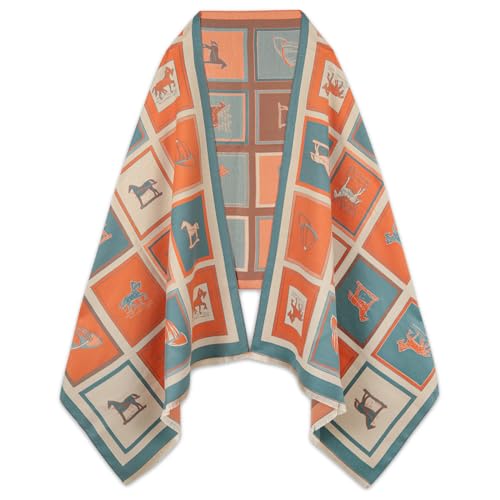 EXTREE Scarfs for Women Pashmina Silky Shawl Wrap for Evening Dressing Blanket Open Front Poncho Cape Afd-orange