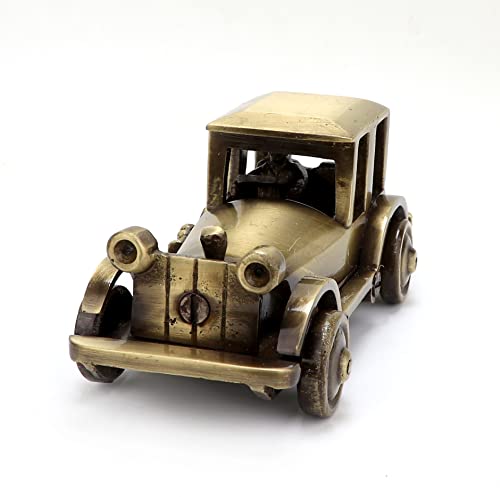 Image of Two Moustaches 5 Inches Brass Vintage Motor Car Showpiece Figurine Statue for Home, Brass Antique Showpieces for Home, Standard, Pack of 1