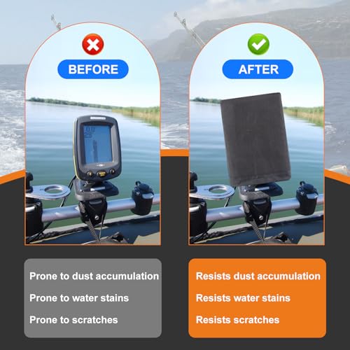 Image of Fishfinder Cover 3-10in,Depth Finder Oxford Fabric Waterproof Protection Accessories,for Hummingbird Lowrance Models,Protects Your Screen and Device from Sun Adverse Weather Damage Fishing