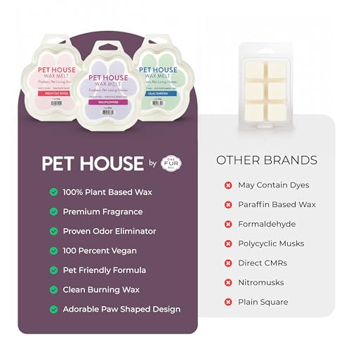 Image of One Fur All Pet House Spring and Summer Wax Melts for Pet Odor, Natural, Plant Based Soy Wax Melts, Long Lasting Fragrance for Fresh Smelling Homes, Blackberry Tea