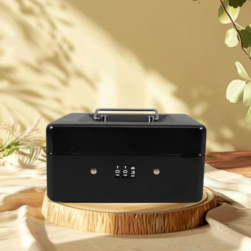 Boîte de rangement verrouillable coffre de sécurité à code en acier noir - 6