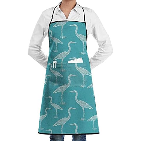 Drempad Premium Aprons Blue Heron Adjustable Apron with Pocket & Extra-Long Ties, Men and Women Kitchen Apron for Cooking, Baking, Crafting, Gardening, BBQ Cover