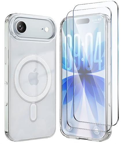 Image of TOPF&B Magnetic Case Compatible with iPhone 17 Air,Compatible with Magsafe,Anti-Yellowing Cover,Transparent Screen Protector,Clear Case for iPhone 17 Air,Crystal Clear