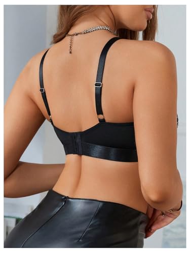 Women's Rhinestone Sheer Mesh Bras Cut Out Glitter Wireless Bralettes Every Day Bra2