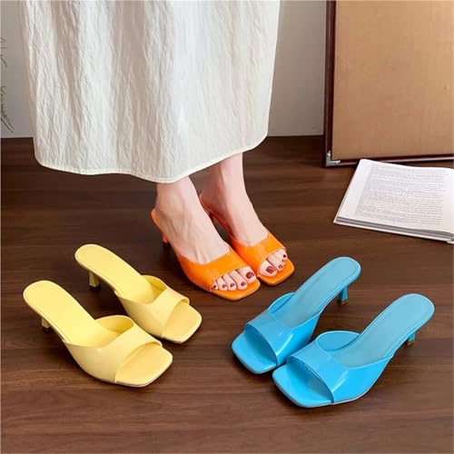 Kitten Heels Women High Heel Sandals Summer Square Toe Open Elegant Casual Comfortable2