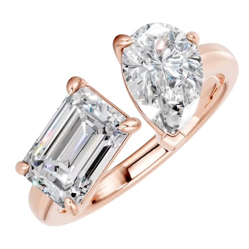 KEEVA JEWELS 3 Carat Emerald and Pear Shape Moissanite Toe