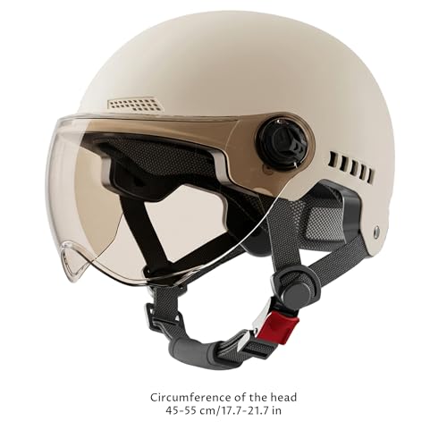 Casco de moto jet para mujer con visera solar color albaricoque 3