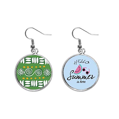 Pendientes de sandía con dibujo de tótems antiguos de México ideales para verano