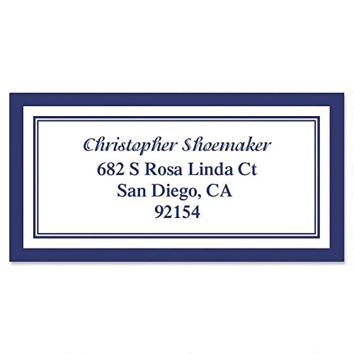 Colorful Images Navy Crisp Border Return Address Mailing Labels, Personalized with Names & Addresses, Set of 144 Custom Self Adhesive, Easy Peel Flat