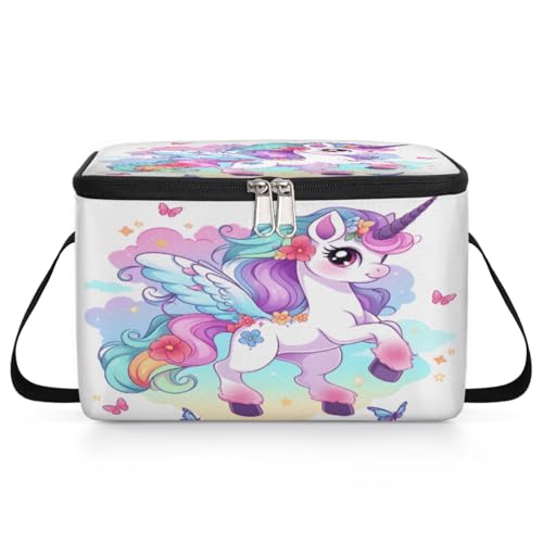 GzLeyigou Unicorn Fly Lunch Bags for Women Men 9 Cans, Hot & Cold Food Delivery Bag Insulated Grocery Bag Insulated Lunch Box Funny Unicorn Cooler Bag for Office Work Picnic Beach