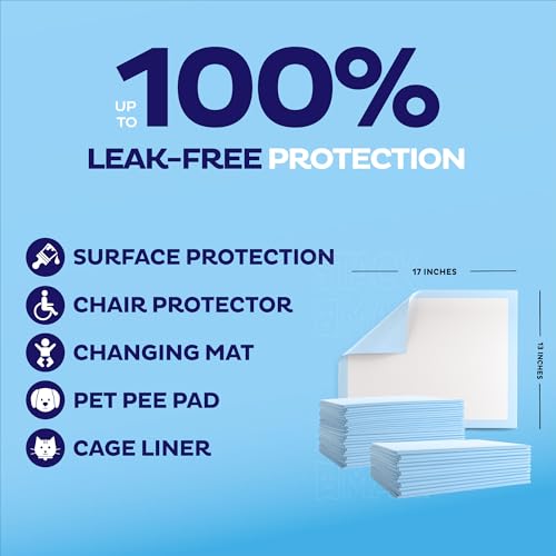 Image of Chucks Pads Disposable [300-Pack] Underpads 17x13 Incontinence Chux Pads Ultra Absorbent Leak Proof Protective Bed Pads, Pee Pads for Babies, Toddlers | Puppy Training Pads Small