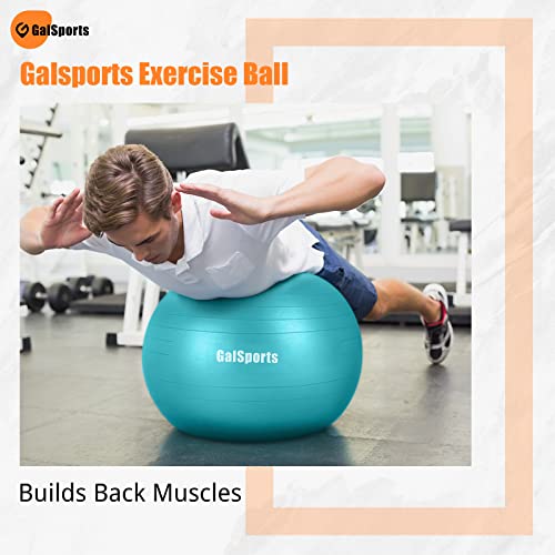 Image of GalSports Stability Ball for Core Training & Physical Therapy - Anti-Burst, Slip-Resistant Yoga Ball for Home Gym, Pilates, Balance & Posture Improvemen
