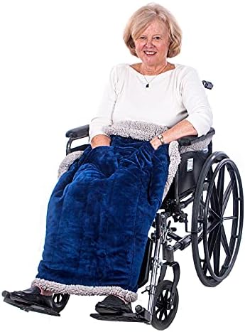 Granny Jo Products Heavyweight Wheelchair Blanket, Navy Face/Grey Back