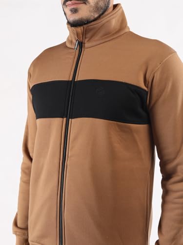 Image of CHKOKKO Fleece Men Winter Sports Running Zipper Collared Neck Stylish Jacket