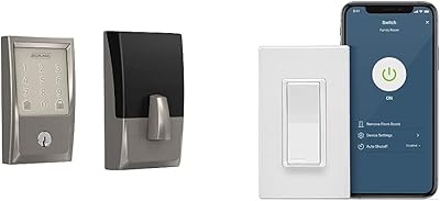 Leviton Decora Smart Wi-Fi Switch & Schlage Encode Smart WiFi Deadbolt, Satin Nickel Century