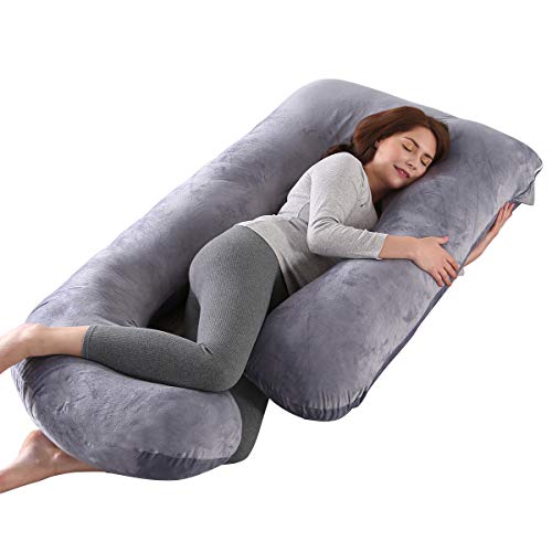 Coussin de Grossesse pour dormir, Coussin d'allaitement,Grand Coussin allaitement en forme de U de maternité avec Housse en Velours remplaçable et Lavable...