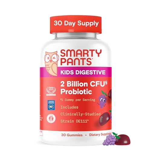 SmartyPants Kids Probiotic Gummies for Digestive Health: 2 Billion CFU Gut Health and Immune Support Supplement, Clinically Studied Probiotic, Gluten...
