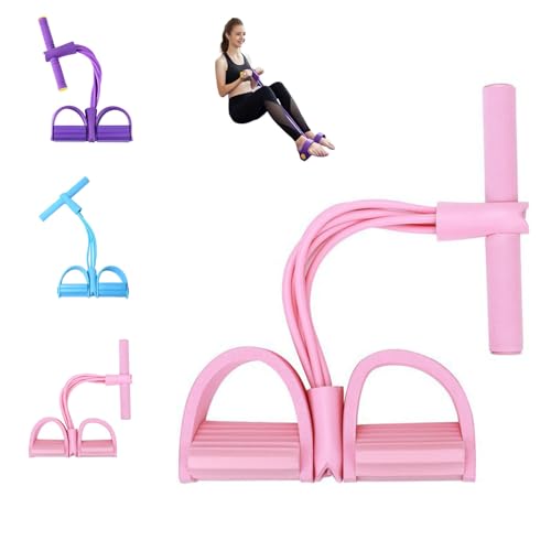 Elastique a Pedale Sport, Bande de Résistance Multifonction Musculation 4/6/8 Tubes avec Poignées Antidérapantes, pour Abdominaux, Bras et Jambes, Maison/Bureau/Gymnase (Rose,8 Tubes)