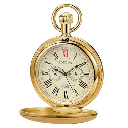 Image of Vintage Copper Train London Design Hand Winding Mechanical Pocket Watch Mens Watches